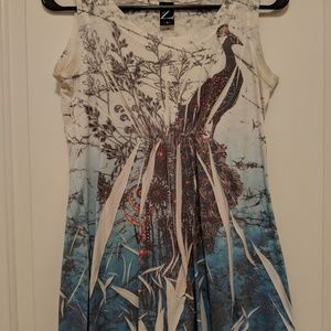 NWOT Zavaro peacock-print sleeveless shirt